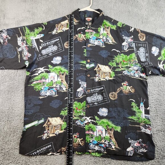 Harley-Davidson Men's XL Hawaiian Button Shirt Pacific Harley Print Hawaii Made - Picture 5 of 10